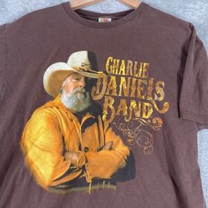 Charlie Daniels Band Shirt Mens Large Brown Country Rock Concert Tee